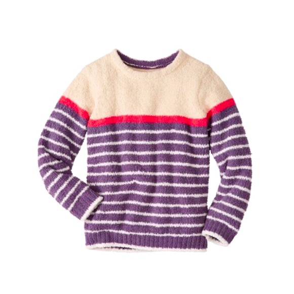 Hanna Andersson Purple Stripe Marshmallow Sweater